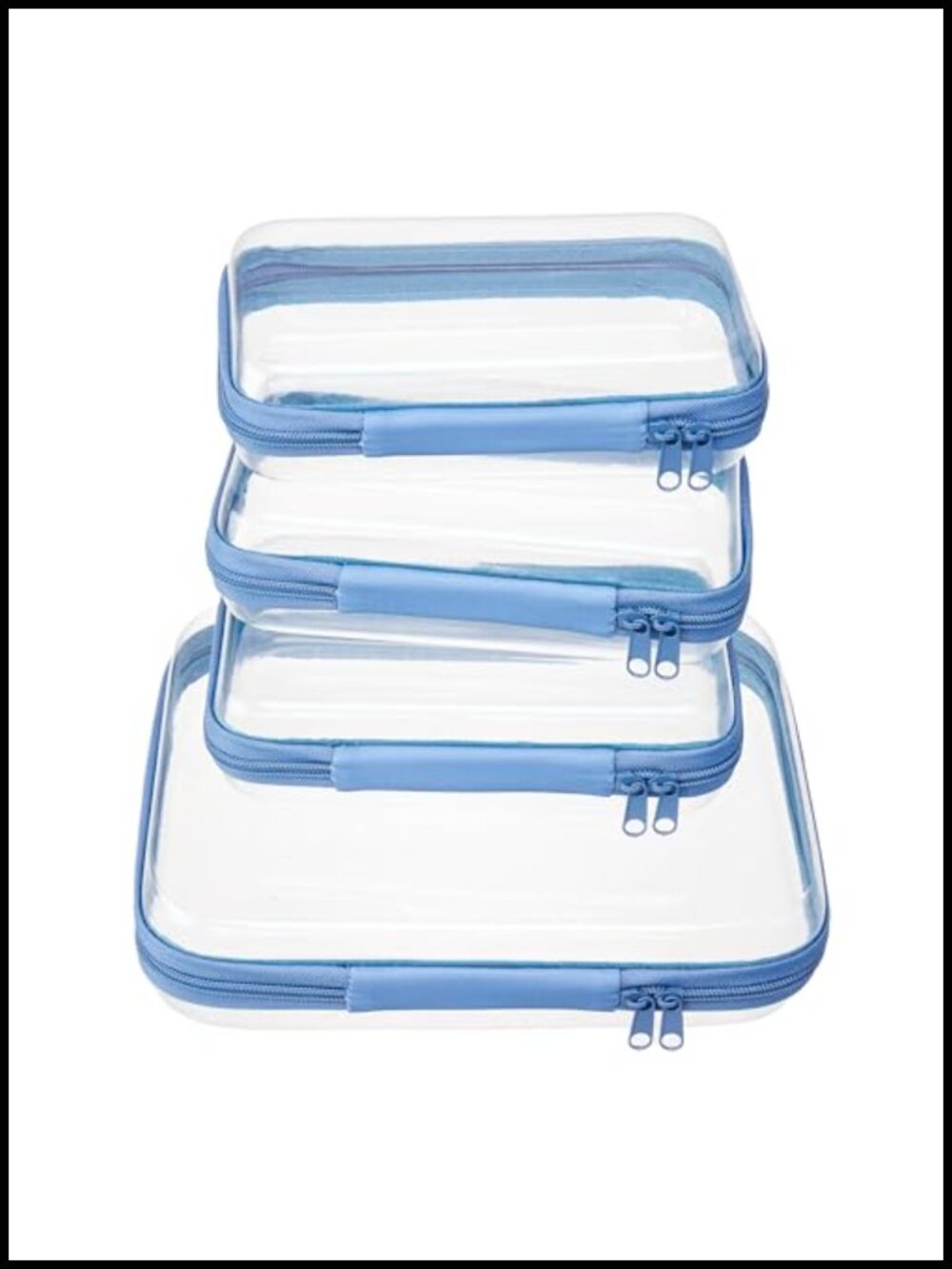 Hard Shell Zipper Case Set Clear Pouches Travel Cosmetic Organizer